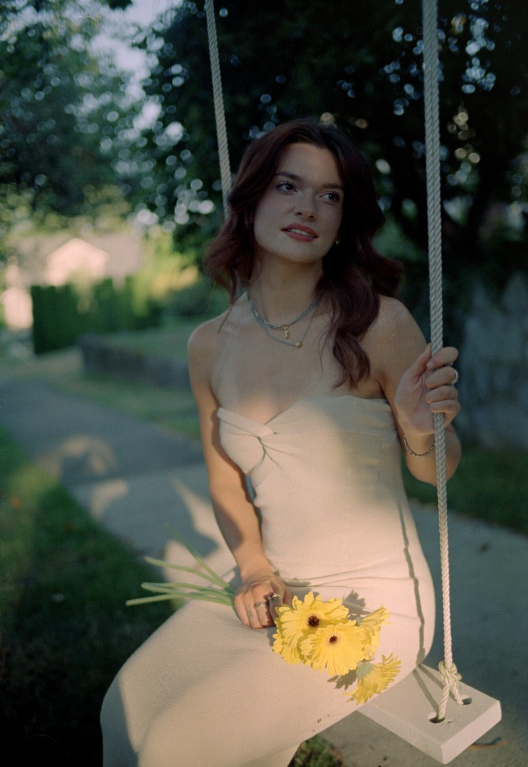Portrait on a garden swing